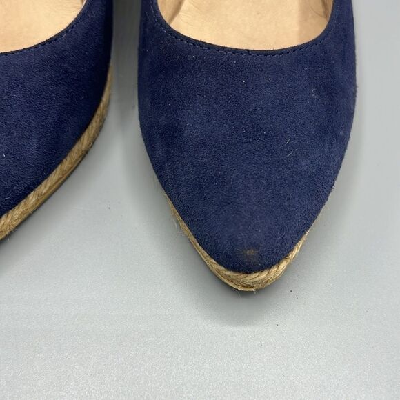 Eric Michael Women’s Blue Suede Espadrille Wedges Jute Heel, Made in Spain - Picture 6 of 7